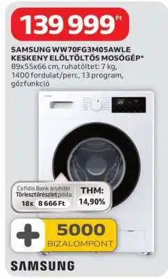 Auchan SAMSUNG WW70FG3M05AWLE ajánlat