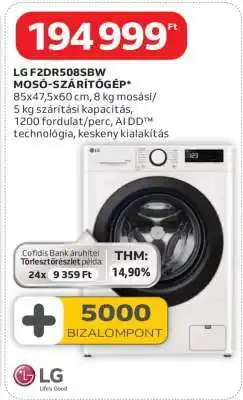 Auchan LG F2DR508SBW MOSÓ-SZÁRÍTÓGÉP ajánlat