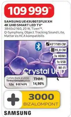 Auchan SAMSUNG UE43U8072FUXXH 4K UHD SMART LED TV ajánlat