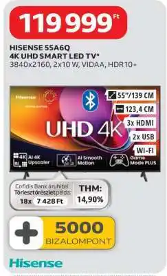Auchan HISENSE 55A6Q 4K UHD SMART LED TV ajánlat