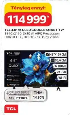 Auchan TCL 43P7K QLED GOOGLE SMART TV ajánlat
