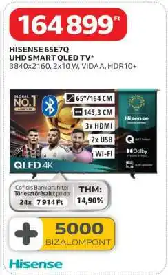 Auchan HISENSE 65E7Q UHD SMART QLED TV ajánlat