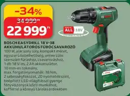 Auchan BOSCH EASYDRILL 18 V-38 AKKUMULÁTOROS FÚRÓCSAVAROZÓ ajánlat