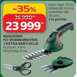 Auchan BOSCH ISIO FŰ- ÉS BOKORNYÍRÓ + EXTRA KERTI OLLÓ ajánlat