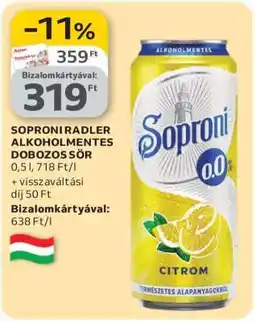 Auchan Soproni Radler Alkoholmentes Dobozos Sör ajánlat