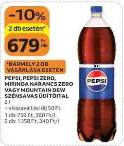 Auchan Pepsi, Pepsi Zero, Mirinda Narancs Zero vagy Mountain Dew szénsavas üdítőital ajánlat