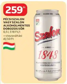 Auchan Pécsi Szalon vagy Szalon Alkoholmentes Dobozos Sör ajánlat