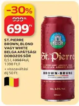 Auchan ST. PIERRE BROWN, BLOND VAGY WHITE BELGA APÁTSÁGI DOBOZOS SÖR ajánlat