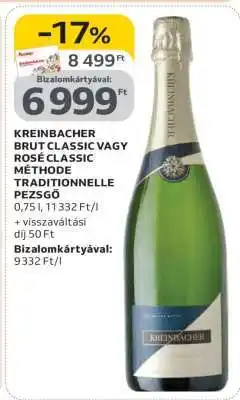 Auchan KREINBACHER BRUT CLASSIC VAGY ROSÉ CLASSIC MÉTHODE TRADITIONNELLE PEZSGŐ ajánlat