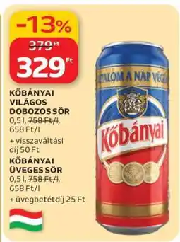Auchan Kőbányai Világos Dobozos Sör ajánlat