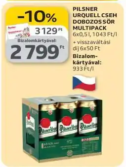 Auchan Pilsner Urquell Cseh Dobozos Sör Multipack ajánlat