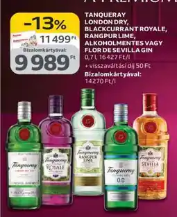 Auchan TANQUERAY LONDON DRY, BLACKCURRANT ROYALE, RANGPUR LIME, ALKOHOLMENTES VAGY FLOR DE SEVILLA GIN ajánlat