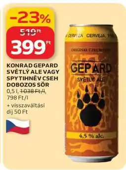 Auchan KONRAD GEPARD SVĚTLÝ ALE VAGY SPY TIHNĚV CSEH DOBOZOS SÖR ajánlat