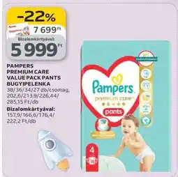 Auchan PAMPERS PREMIUM CARE VALUE PACK PANTS BUGYIPELENKA ajánlat