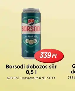 Real Borsodi dobozos sör ajánlat