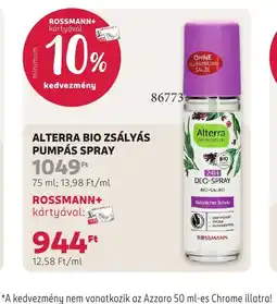 Rossmann ALTERRA BIO ZSÁLYÁS PUMPÁS SPRAY ajánlat