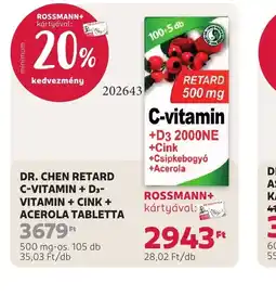 Rossmann DR. CHEN RETARD C-VITAMIN TABLETTA ajánlat