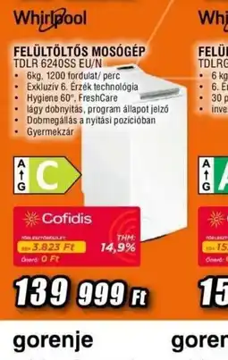 Expert Whirlpool FELÜLTÖLTŐS MOSGÉP ajánlat