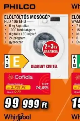 Expert PHILCO ELÖLTÖLTŐS MOSGÉP ajánlat
