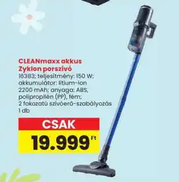 Interspar CLEANmaxx akkus Zyklon porszívó ajánlat