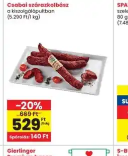 Interspar Csabai szárazkolbász ajánlat
