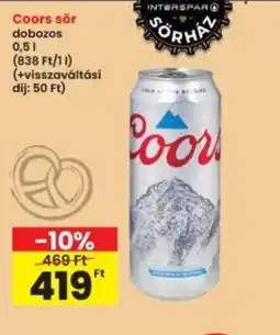 Interspar Coors sör dobozos ajánlat