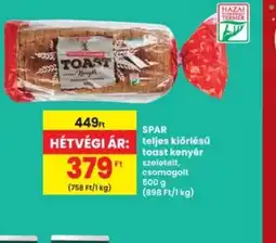 Interspar SPAR teljes kiőrlésű toast ajánlat