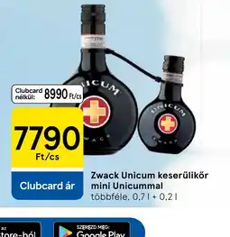 Tesco Zwack Unicum keserűlikőr ajánlat
