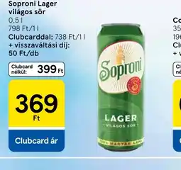 Tesco Soproni Lager világos sör ajánlat