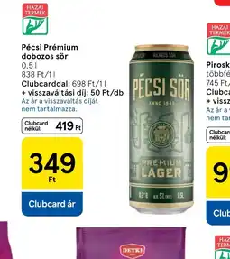 Tesco Pécsi Prémium dobozos sör ajánlat