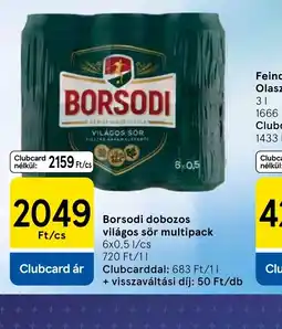 Tesco BORSODI világos sör multipack ajánlat