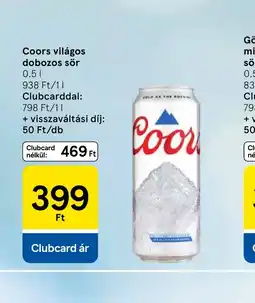Tesco Coors világos dobozos sör ajánlat