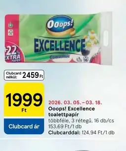 Tesco Ooops! Excellence toalettpapír ajánlat