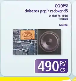 PlusMarket OOOPS! dobozos papír zsebkendő ajánlat