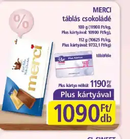 PlusMarket MERCI táblás csokoládé ajánlat