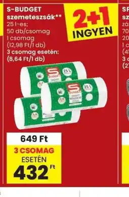 Spar S-BUDGET szemeteszsák ajánlat