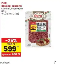 Spar Pick Rákczi szalámi ajánlat
