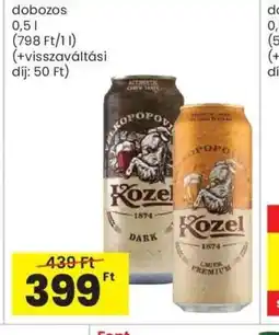 Spar Kozel sör dobozos ajánlat