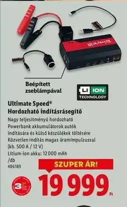 Lidl ULTIMATE SPEED Hordozható indításrásegítő ajánlat