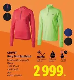 Lidl CRIVIT Női / férfi futófelső ajánlat