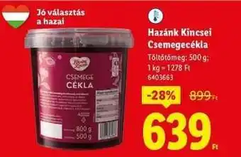 Lidl Hazánk kincsei Csemegecékla ajánlat