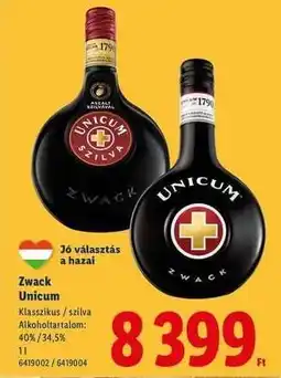 Lidl Zwack Unicum ajánlat