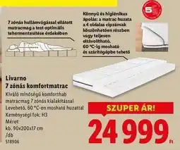 Lidl Livarno 7 zónás komfortmatrac ajánlat