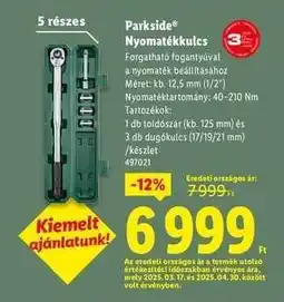 Lidl PARKSIDE Nyomatékkulcs ajánlat