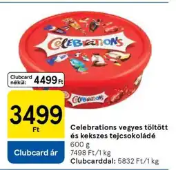 Tesco Celebrations vegyes töltött és kekszes tejcsokoládé ajánlat