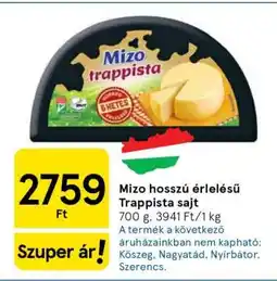 Tesco Mizo hosszú érlelésű Trappista sajt ajánlat