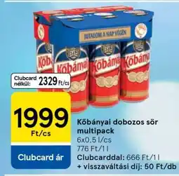 Tesco Kőbányai dobozos sör multipack ajánlat