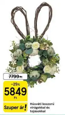 Tesco Húsvéti koszorú virágokkal és tojásokkal ajánlat