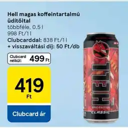 Tesco Hell magas koffeintartalmú üdítőital ajánlat