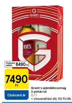 Tesco Grant's ajándékcsomag 2 pohárral ajánlat